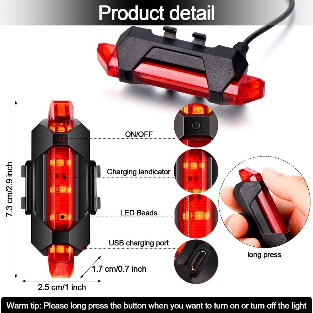 Rear Bicycle Light USB Recharg - Cycling In City ulasan dan harga