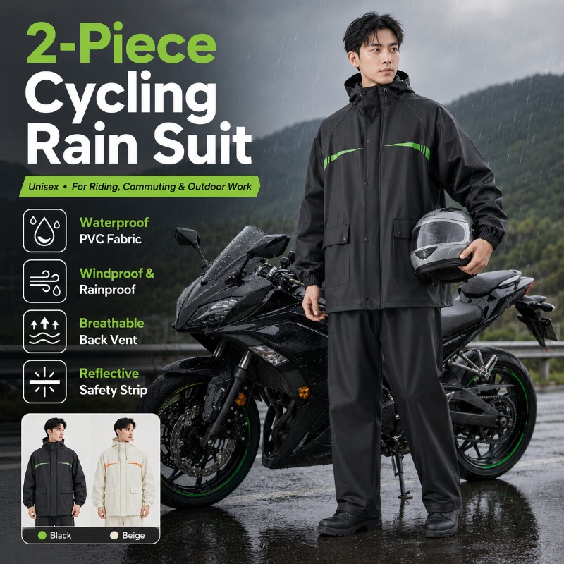 Unisex 2-Piece Waterproof Cycl - Cycling Commute In Rain ulasan dan harga